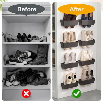 Novabright 8 Pack Wall Mounted Shoes Rack Storage - Image 6