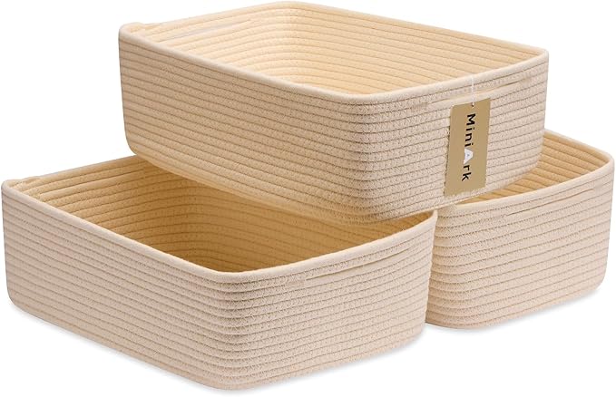 Large Shallow Organizing Baskets 15x11x5.1 Inches by MiniArkStorageBasketsHome