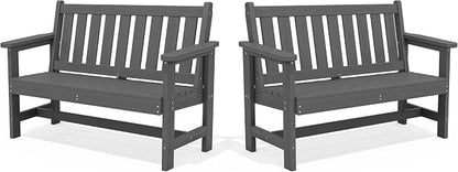 SERWALL HDPE Outdoor Bench, Weatherproof Porch Bench, 2 Pack, Suitable by SERWALL