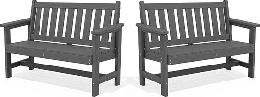 SERWALL HDPE Outdoor Bench, Weatherproof Porch Bench, 2 Pack, Suitable by SERWALL