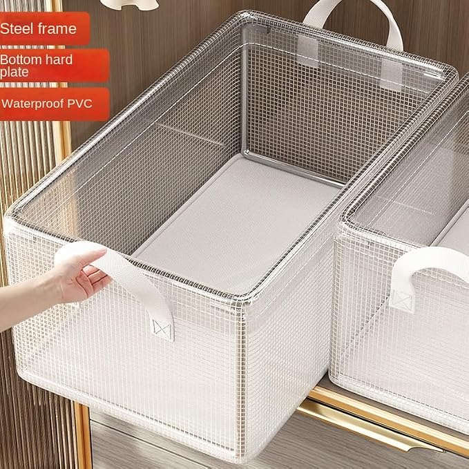 1 Pc Transparent Solid Steel Frame Storage Box, waterproof, underwear Storage - Image 2