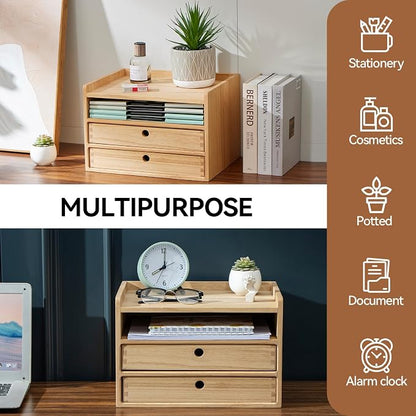 KIRIGEN Desktop Organizer with 2 Drawers and Tray - Image 5