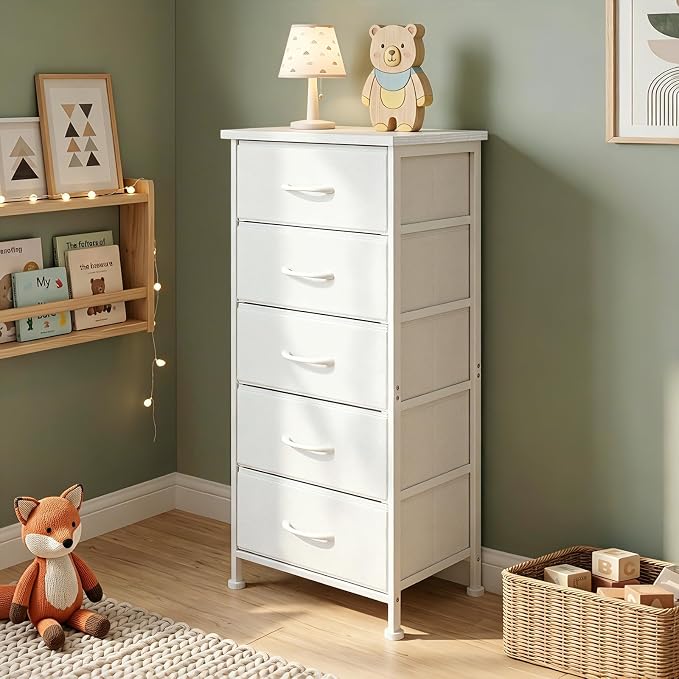 Fixwal White Tall Skinny Dresser by Fixwal
