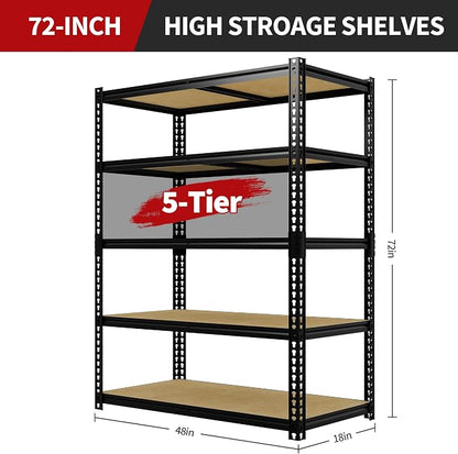 2500 Lbs Heavy Duty Garage Storage Shelves, 5-Tier Adjustable Metal Shelving - Image 3