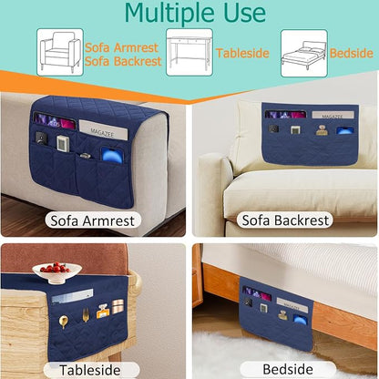 Sofa Armrest Organizer with 6 Pockets, Non-Slip Couch Recliner Armchair Caddy - Image 7