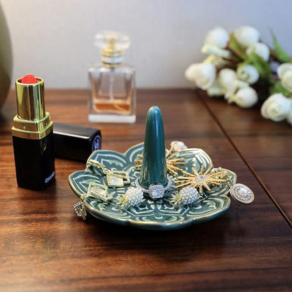Ceramic Green Mandala Ring Holder Decorative Jewelry Holder/Trinket Tray - Image 5