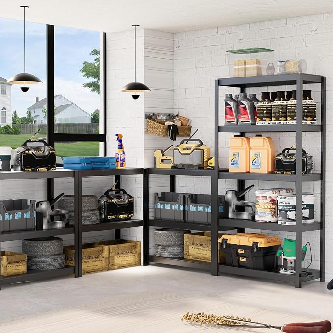 CJF Metal Storage Shelves, 5-Tier Garage Shelving Unit, Heavy Duty Adjustable - Image 9