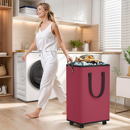 SpaceTrove Laundry Basket with Wheels, Collapsible Laundry Baskets, Laundry - Image 3