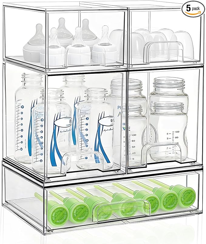 Bottle Storage Organizer Baby: Clear Stackable Storage Drawers, Acrylic Bottles by Saccik