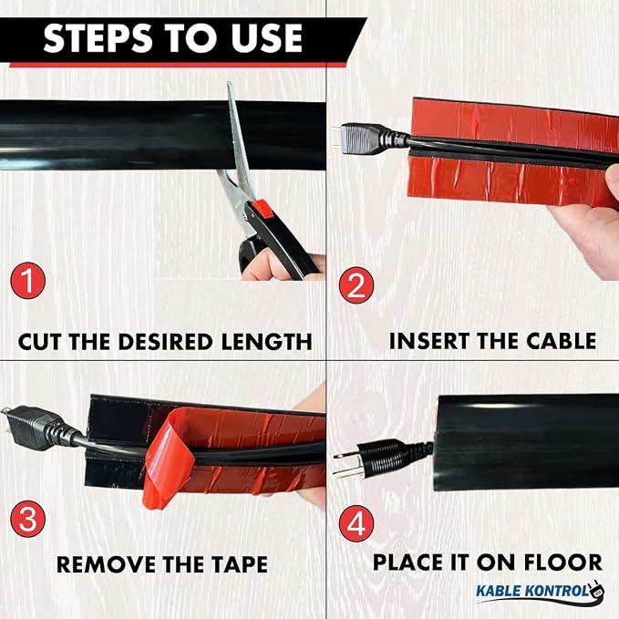 Kable Kontrol Silicone Floor Cord Cover - 5 Ft Flexible Cord Protector - Image 5