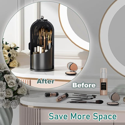 GAXmi Makeup Brush Holder with Lid Cosmetic Tools Organizer 360 Rotating - Image 5