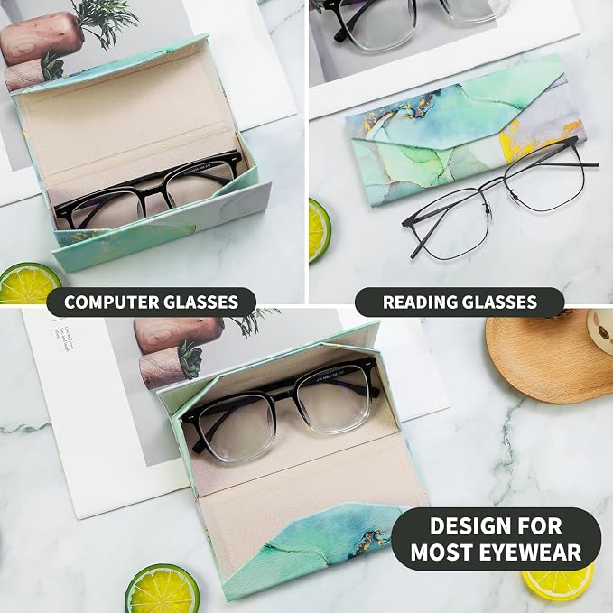 Foldable Glasses Case, Magnetic PU Leahter Sunglasses Case, Cute Hard Shell - Image 2