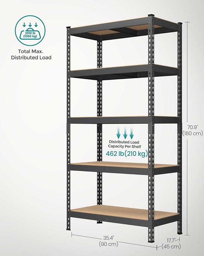 SONGMICS 5-Tier Storage Shelves, Load 2310 lb, Garage Storage, Boltless Assembly - Image 3