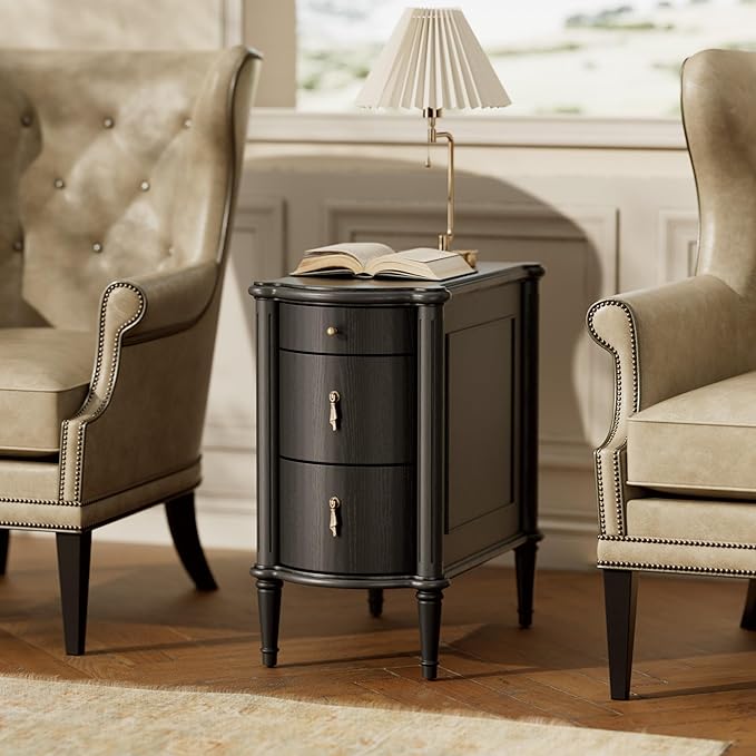 STO'SENSE Nightstand w/Charging Station & 3 Drawers, Pre-Assembled, Vintage - Image 6