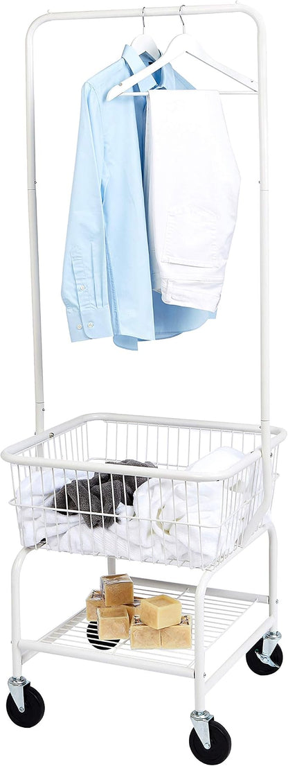 Amazon Basics Rectangular Laundry Hamper Basket Butler Cart - Image 2