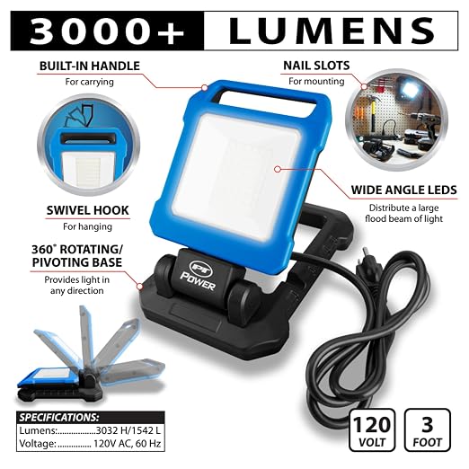 Performance Tool W2233 3000+ LM 120V LED Work Light - Image 3