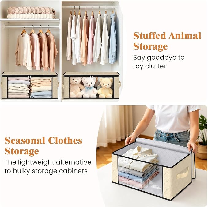 Fab totes 35L Closet Organizers and Storage, Foldable Under Bed Storage - Image 4