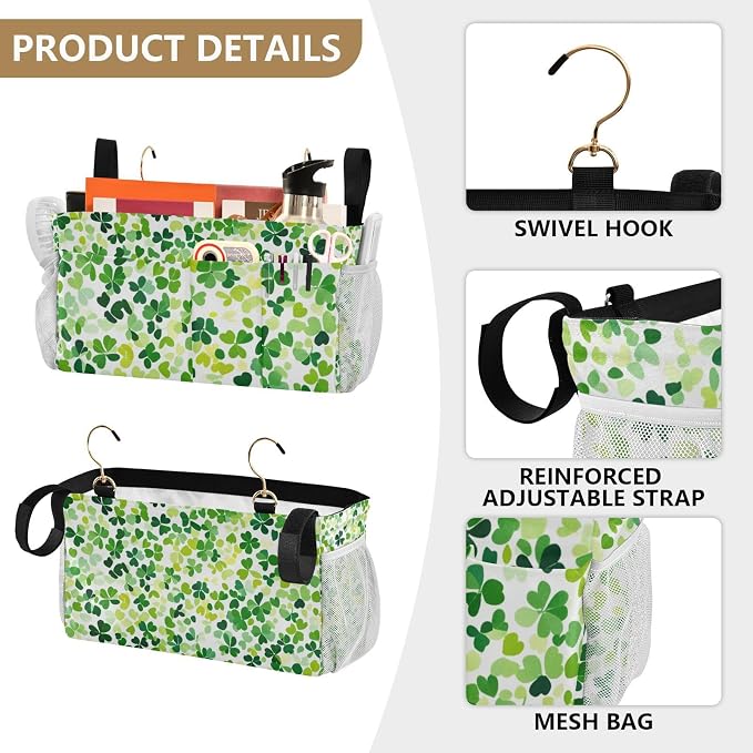 Bright Green Clover St. Patrick Bedside Caddy - Image 5