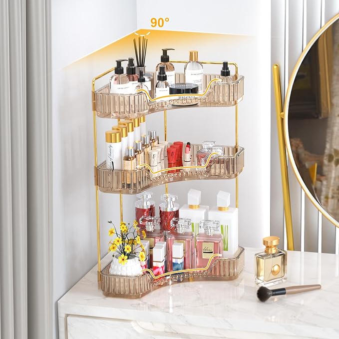 GTI 3-Tier Corner Bathroom Counter Organizer, Large Capacity Makeup Organizer - Image 6