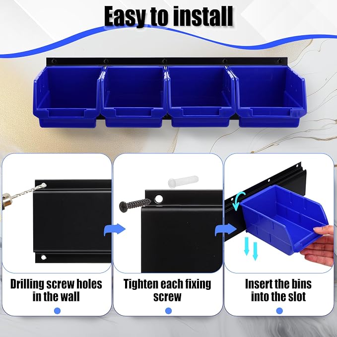 Maitys Wall Mounted Storage Bins Plastic Hanging Stackable Storage Parts Garage - Image 3