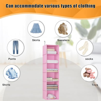 Hanging Closet Organizer, Easy Mount Foldable 6-Shelf Hanging Closet Wardrobe - Image 8
