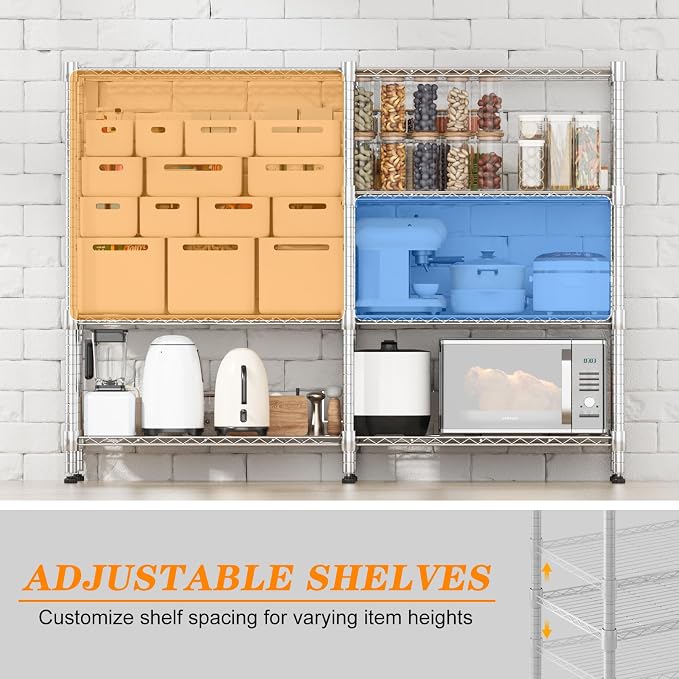 Homdox Heavy Duty Storage Shelves, 4 Tier Wire Shelving Unit, Adjustable Metal - Image 4