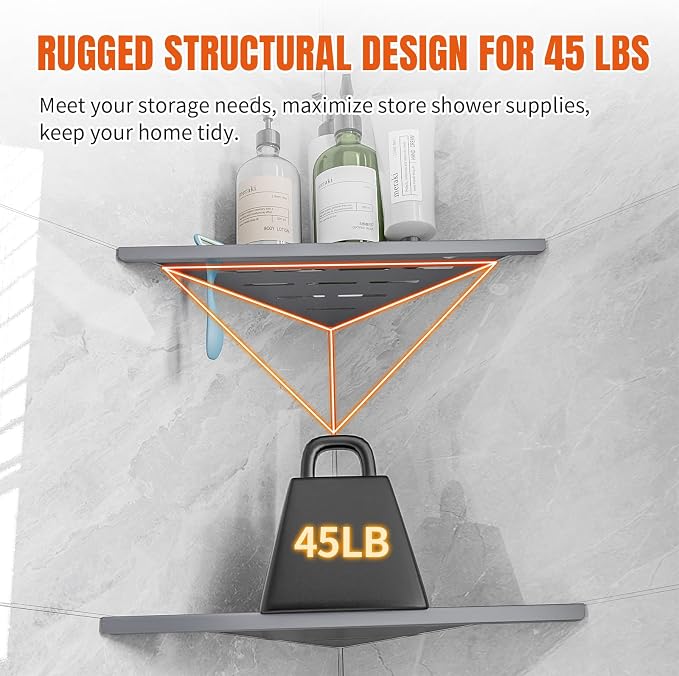 Corner Shower Shelves with Rozar Hole, Rustproof Stainless Steel Shower Caddy - Image 4