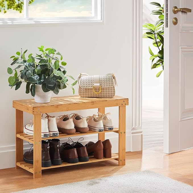 Pipishell 3 Tier Bamboo Shoe Rack Bench - Image 2