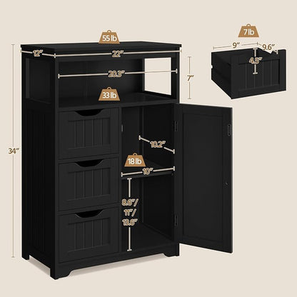 Yaheetech Bathroom Floor Cabinet, Free Standing Wooden Storage Cabinet Multiple - Image 3