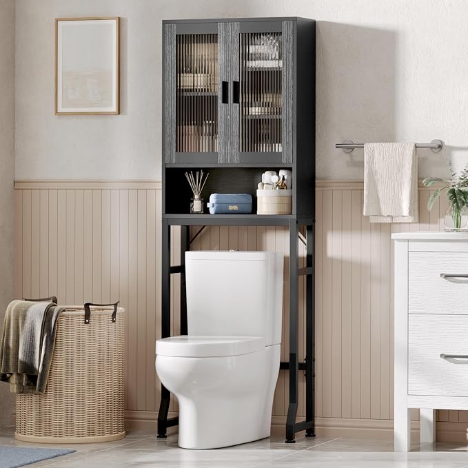 Black Over The Toilet Storage Cabinet by USHOWER