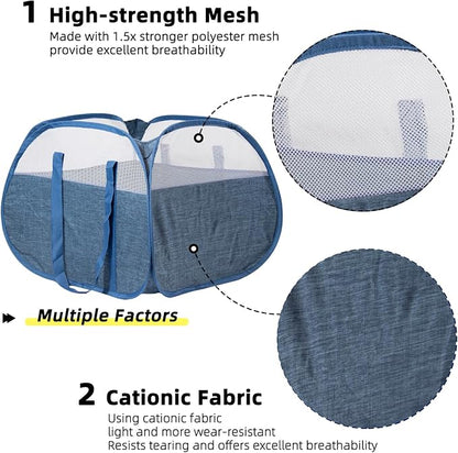 Collapsible Laundry Basket, 90L Tear Proof Mesh Pop-up Hamper 2PCS | Foldable - Image 3