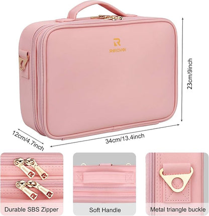Relavel Makeup Bag Travel Makeup Train Case 13.8 inches Large Cosmetic Case - Image 7