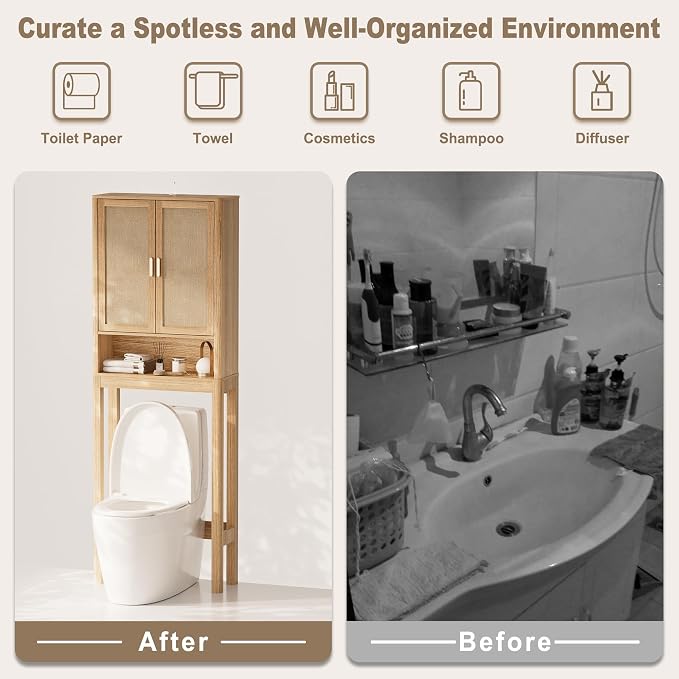 Over the Toilet Storage Cabinet, Bathroom Storage Cabinet - Image 8