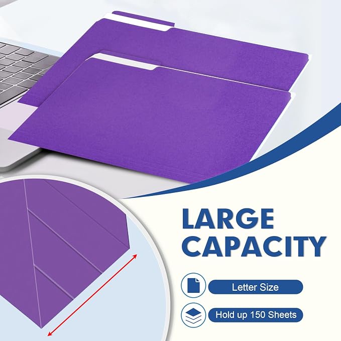 File Folder, PANDRI 120 Pack File Folder, 1/3 Cut Tab, Letter Size, Filing - Image 4