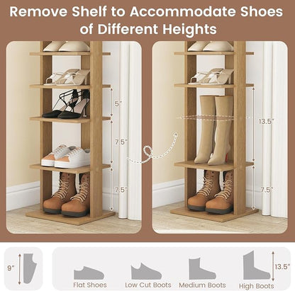 Tangkula 8-Tier Vertical Shoe Rack, Space-Saving Corner Shoe Organizer - Image 5
