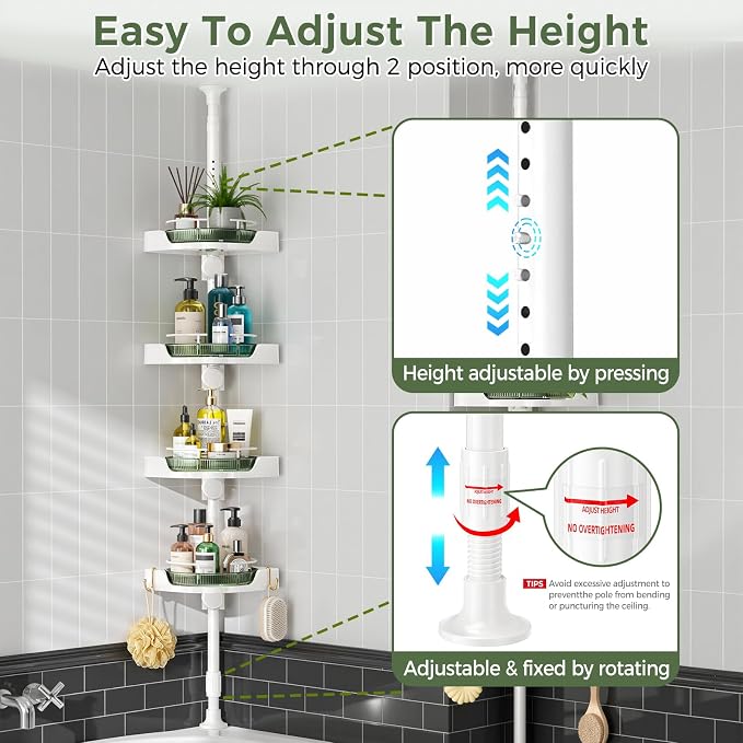 AKINBAS 360° Rotating Shower Caddy Tension Pole - Image 5