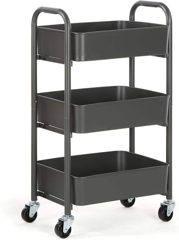 SunnyPoint 3-Tier Delicate Compact Rolling Metal Storage Organizer - Image 4