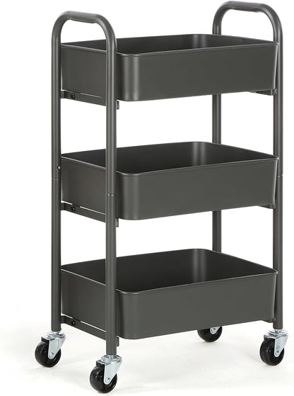 SunnyPoint 3-Tier Delicate Compact Rolling Metal Storage Organizer - Image 4