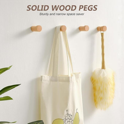 Wooden Wall Hooks 4 Pack, Modern Decorative Coat Hook Wall-Mount, Handmade - Image 3
