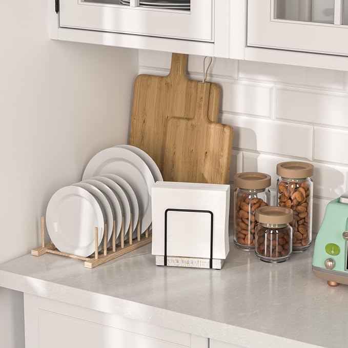 Napkin Holder for Table, Wood Iron Standing Napkin Dispenser for Dining Table - Image 3