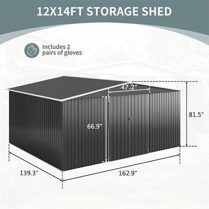 Polar Aurora 12x14 FT Outdoor Storage Shed Black | Garden Shed - Image 2