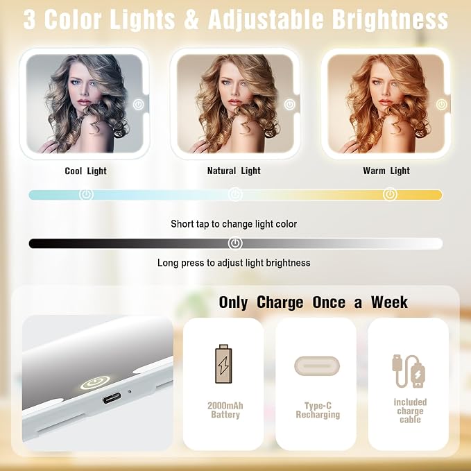 Makeup Bag with Removable Lighted Mirror, Travel Make up Bag with Lights - Image 3