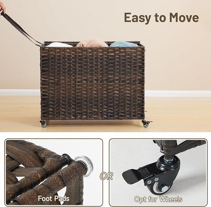 Laundry Hamper with Wheels, 60.72 Gallon Rolling Laundry Basket with Lid - Image 8