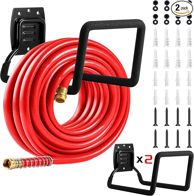 Garden Hose Holder, Metal Wall Mounted Water Hose Reel by QMSK