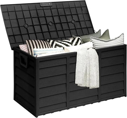 75 Gallon Outdoor Deck Storage Box, Patio Resin Deck Storage Container by Omelaza