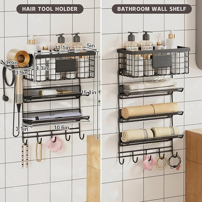 Hair Dryer Holder Wall Mounted, Adheisve Hair Styling Tool Organizer - Image 6