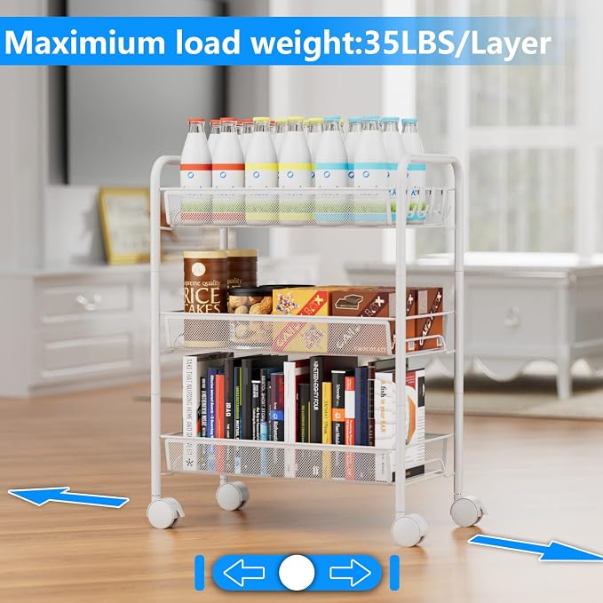 3-Tier Mesh Rolling Cart - Image 5