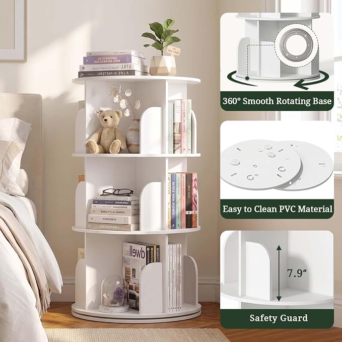 3 Tier Rotating Bookshelf Tower, Round Spinning Bookshelf | 360°revolving - Image 6