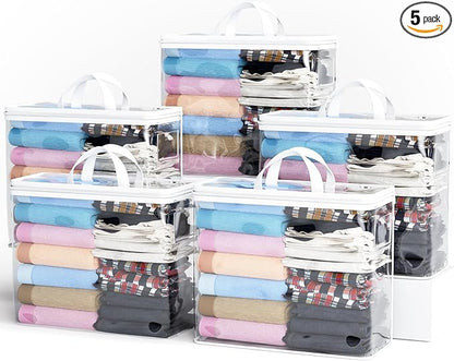 5PACK Clear Zippered Storage Bag by Hopack