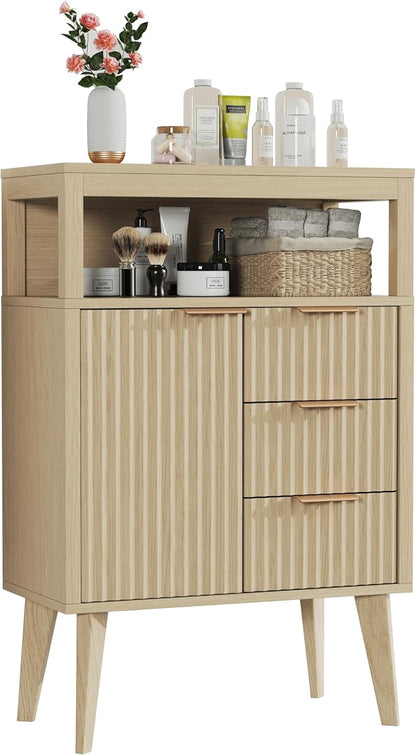 Natural Wood Bathroom Floor Cabinet - Image 9